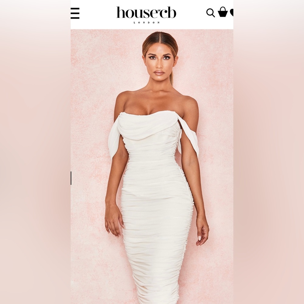 House of CB White Off-Shoulder Midi Dress